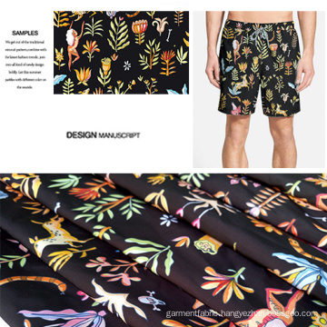 Floral Design Printed Brushed Beach Shorts Fabric/ Casual Garment Fabric